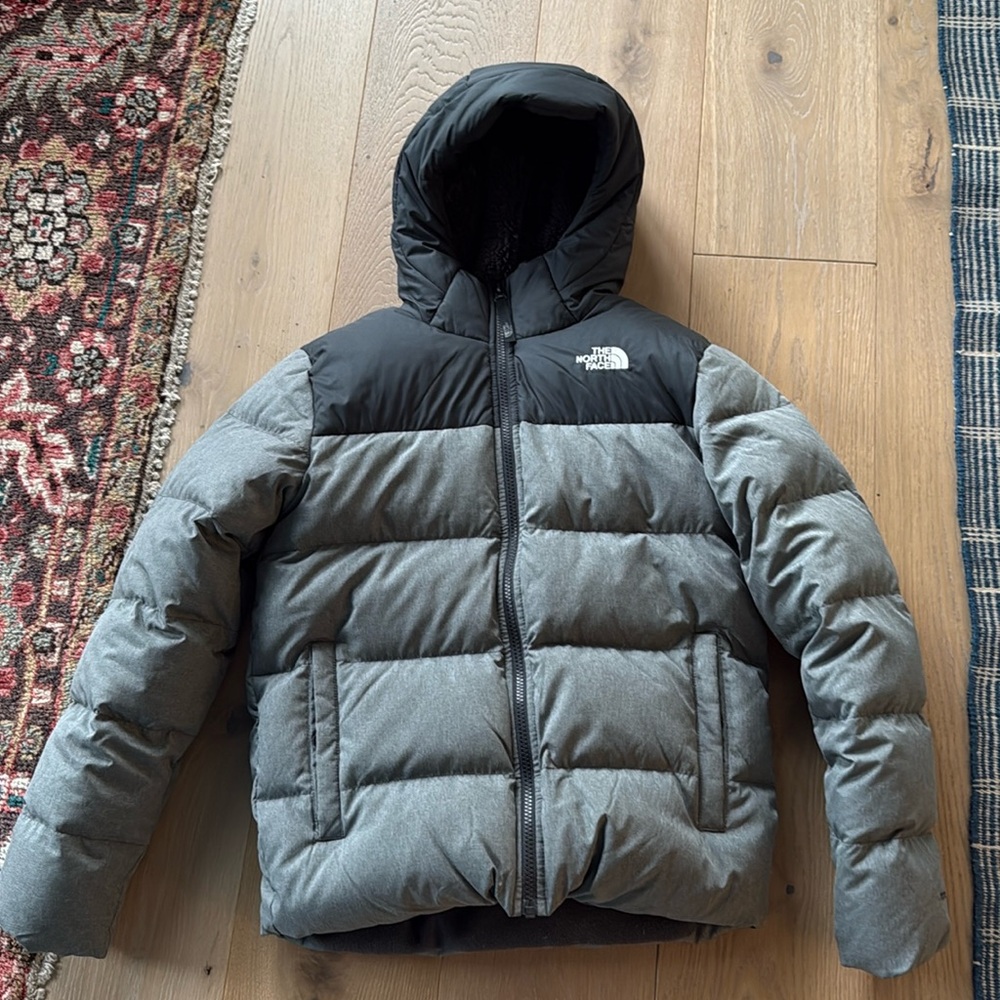 North Face gray puffer ski jacket size L 14/16